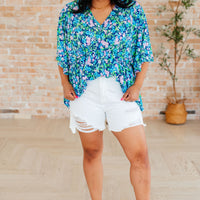 Dreamer Peplum Top in Navy and Mint Floral