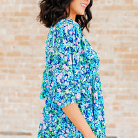 Dreamer Peplum Top in Navy and Mint Floral