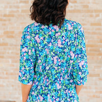 Dreamer Peplum Top in Navy and Mint Floral