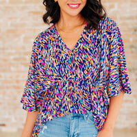 Dreamer Peplum Top in Painted Royal Multi