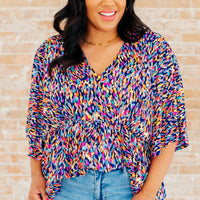 Dreamer Peplum Top in Painted Royal Multi