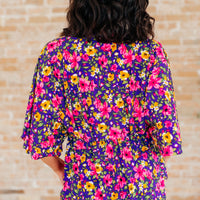 Dreamer Peplum Top in Purple and Pink Floral