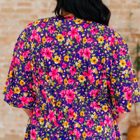 Dreamer Peplum Top in Purple and Pink Floral