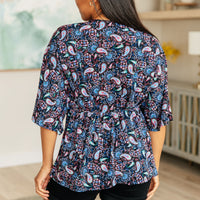 Dreamer Top in Black and Periwinkle Paisley