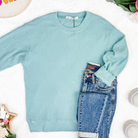 IN STOCK Corrine Ribbed Pullover Top - Dusty Blue