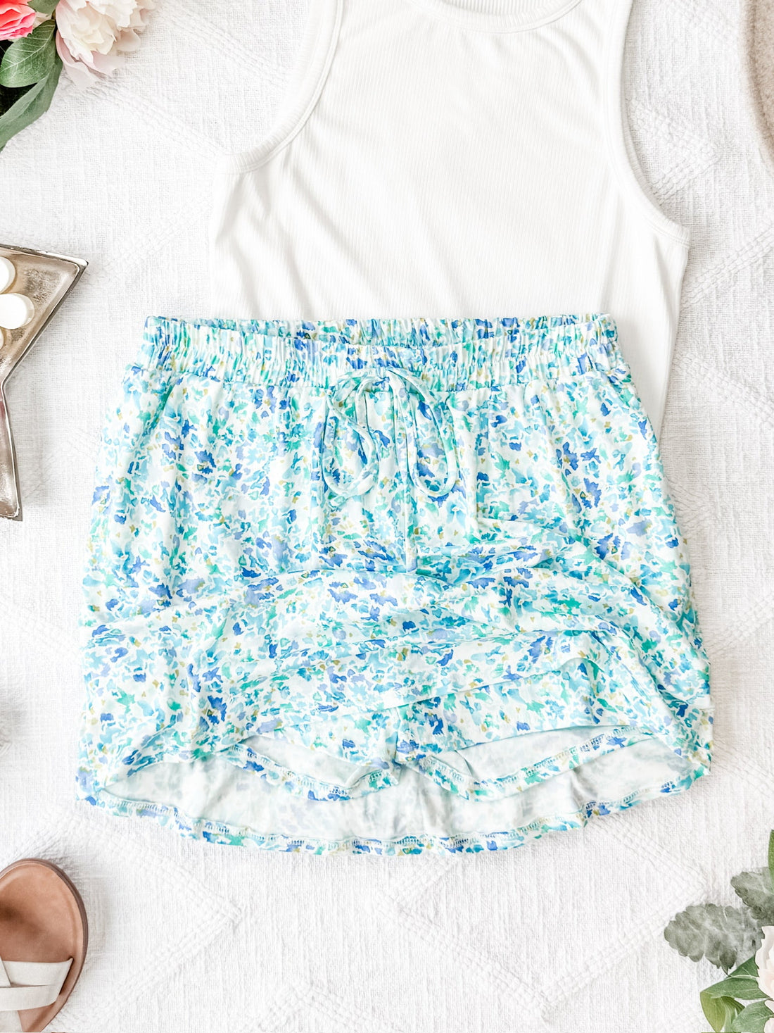 IN STOCK Sienna Skort - Aqua Micro Floral FINAL SALE