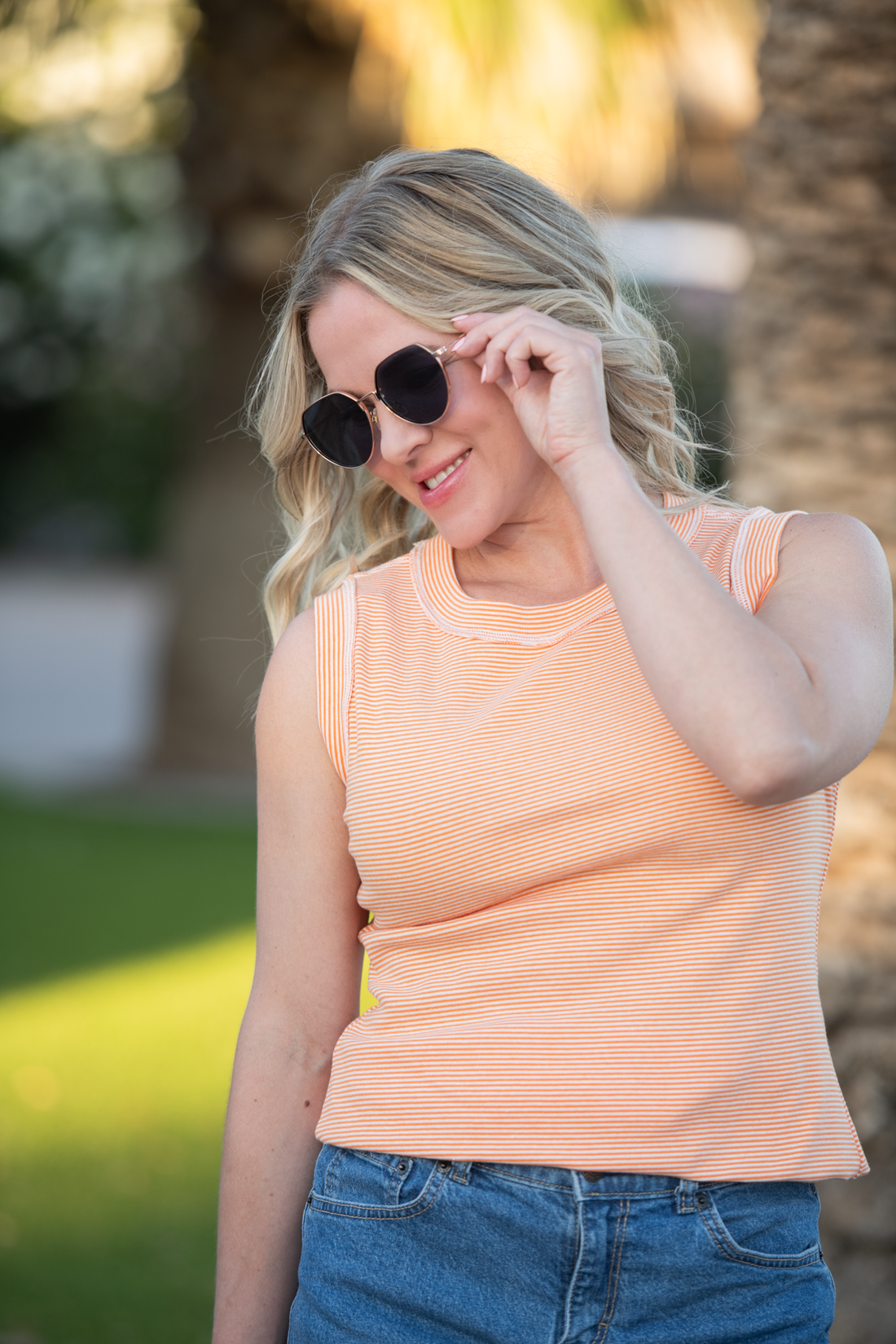 IN STOCK Morgan Micro Striped Tank - Orange