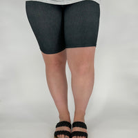 Black Denim Biker Shorts w/ Back Pockets