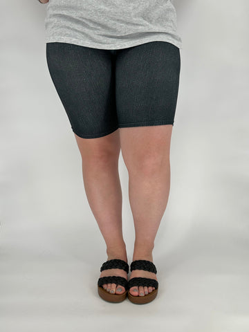 Black Denim Biker Shorts w/ Back Pockets