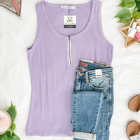 IN STOCK Mila Zipper Tank - Lavender