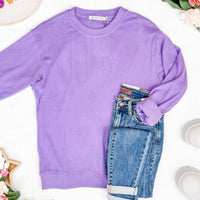 IN STOCK Corrine Ribbed Pullover Top - Purple