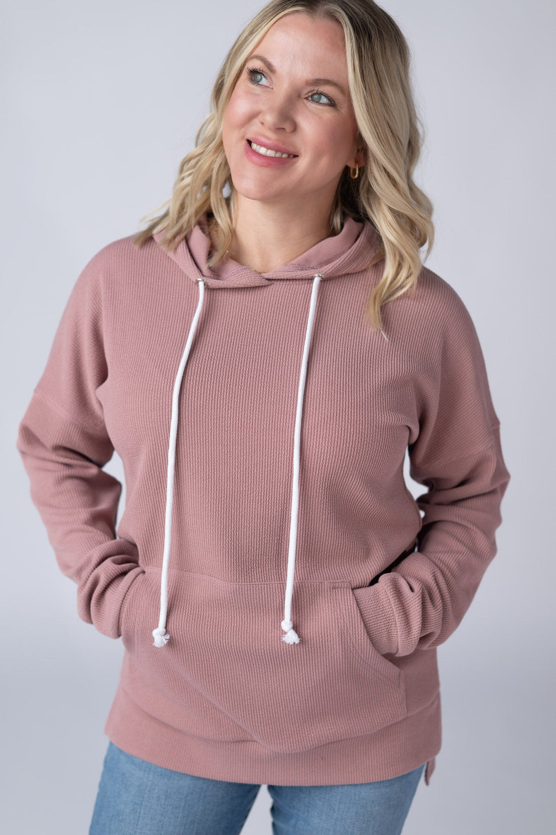 IN STOCK Kacey Ribbed Hoodie - Rose
