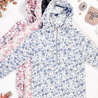 IN STOCK HalfZip Hoodie - Blue Floral