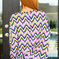 Essential Blouse in Navy Multi Chevron