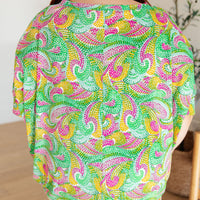 Essential Blouse in Painted Green and Pink