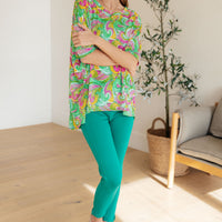 Essential Blouse in Painted Green and Pink