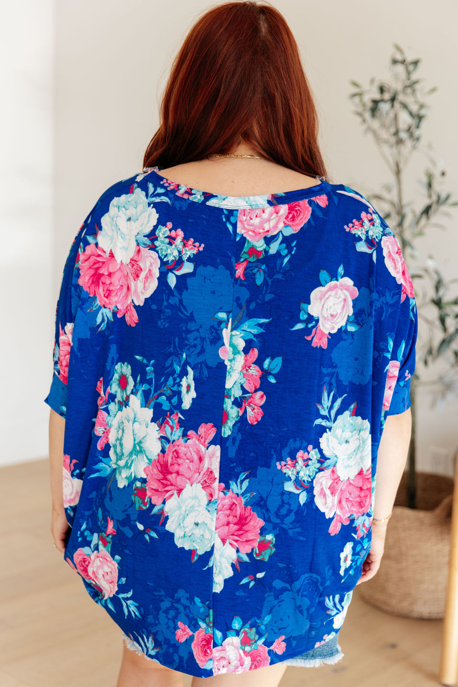 Essential Blouse in Royal and Pink Floral