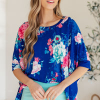 Essential Blouse in Royal and Pink Floral