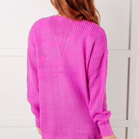 Everything Layer Waffle Knit Open Front Cardigan in Bright Mauve