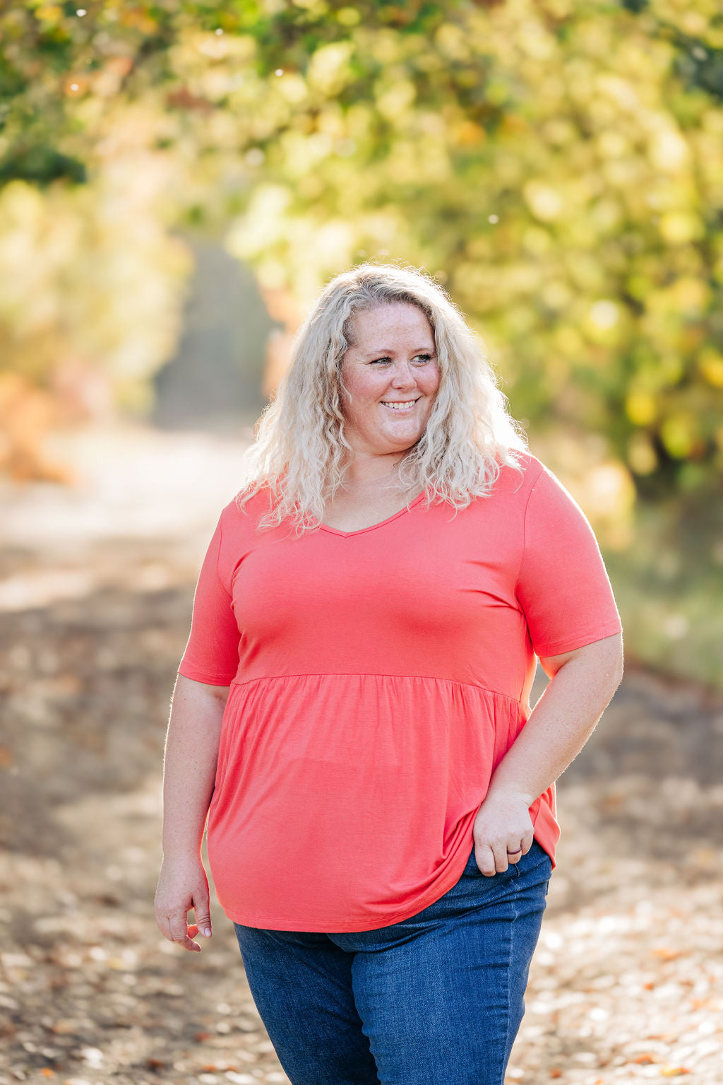 IN STOCK Sarah Ruffle Short Sleeve - Deep Coral | Women&