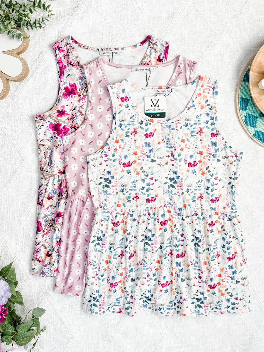 IN STOCK Renee Ruffle Tank Top - Floral Paradise