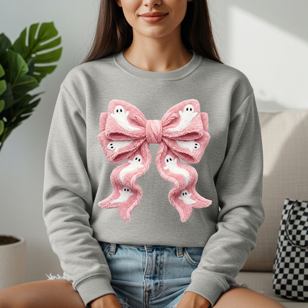 Faux Yarn Ghost Bow Sweatshirt