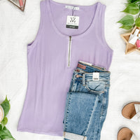 IN STOCK Mila Zipper Tank - Lavender