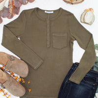 IN STOCK Georgia Long Sleeve Top - Olive