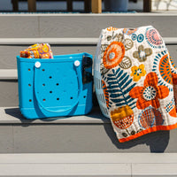 Luxury Beach Towel in Bright Retro Floral