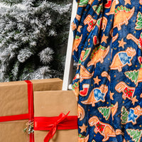 Holiday Fleece Blanket in Dino Cookie