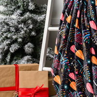 Holiday Fleece Blanket in Neon Trees