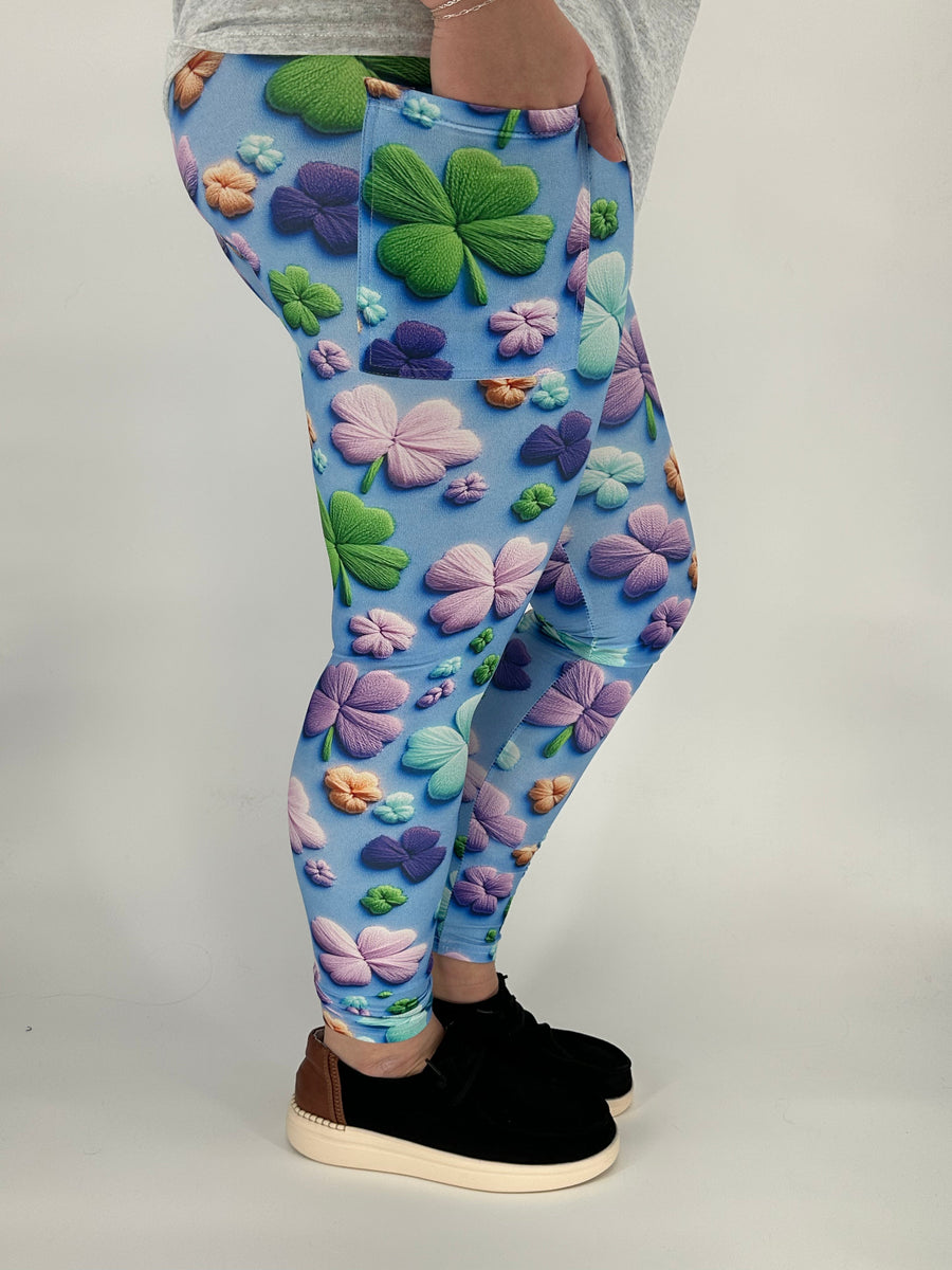 Colorful Clover Leggings w/ Pockets