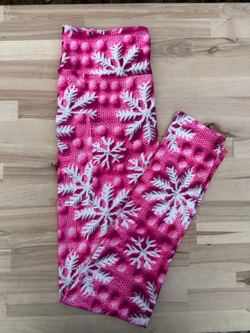 Pink Snowflake Leggings w/ Pockets