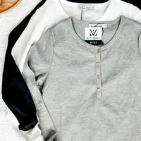 IN STOCK Harper Long Sleeve Henley - Black FINAL SALE