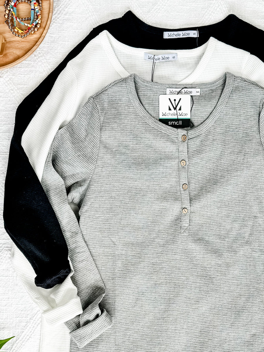 IN STOCK Harper Long Sleeve Henley - Black FINAL SALE