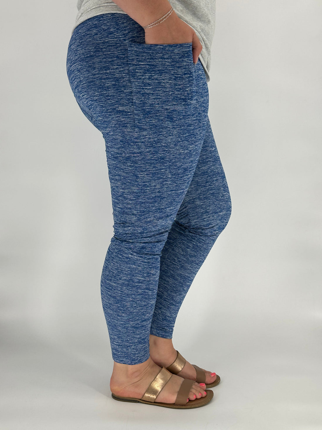 Royal Blue Fleece Leggings w/ Pockets