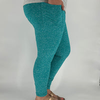Teal Fleece Leggings w/ Pockets