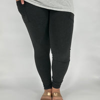 Black Heathered Fleece Leggings w/ Pockets