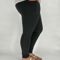 Black Heathered Fleece Leggings w/ Pockets