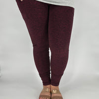 Maroon Fleece Leggings w/ Pockets
