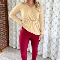 My Perfect Ponte Pants in Wine Red