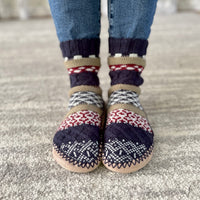 Nordic Night Slipper Booties in Navy