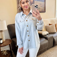 IN STOCK Brenna Button Down Top - Grey