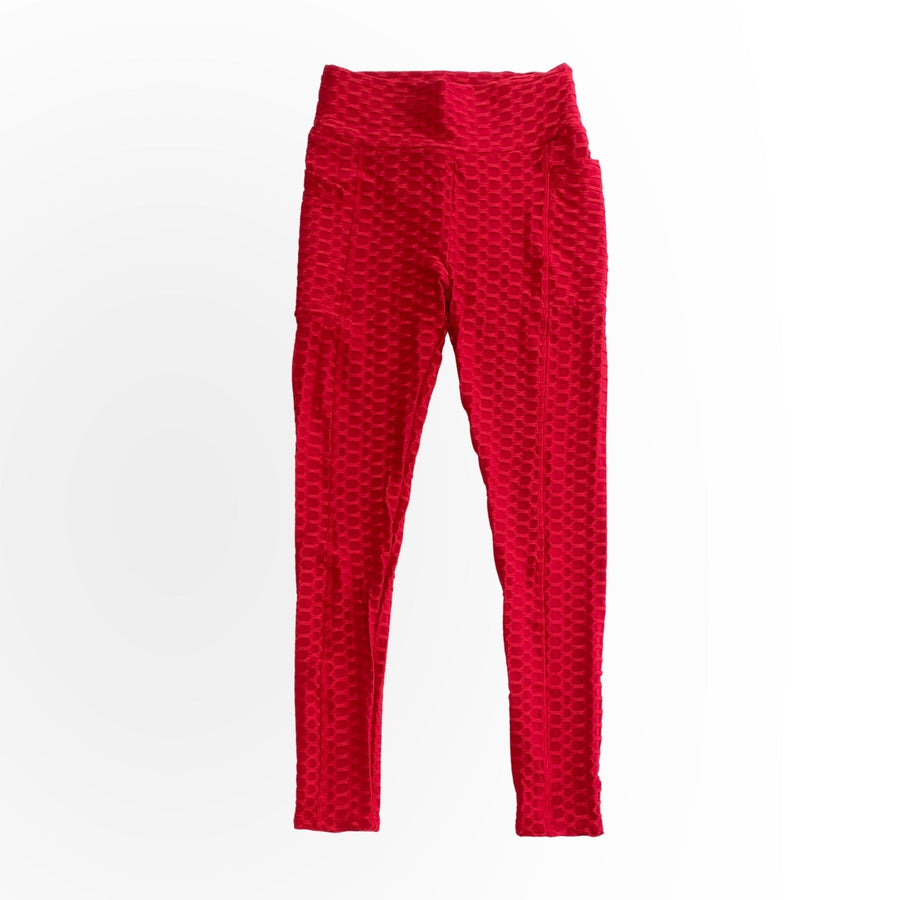 Take It Easy Tik-Tok Pocket Leggings in Red