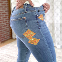 Retro Vibes Judy Blue Patch Skinny Jeans