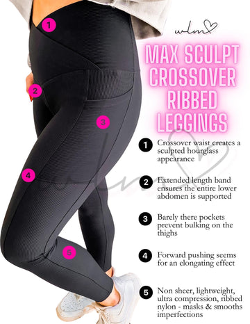Molly “Max sculpt” diagonal ribbed leggings