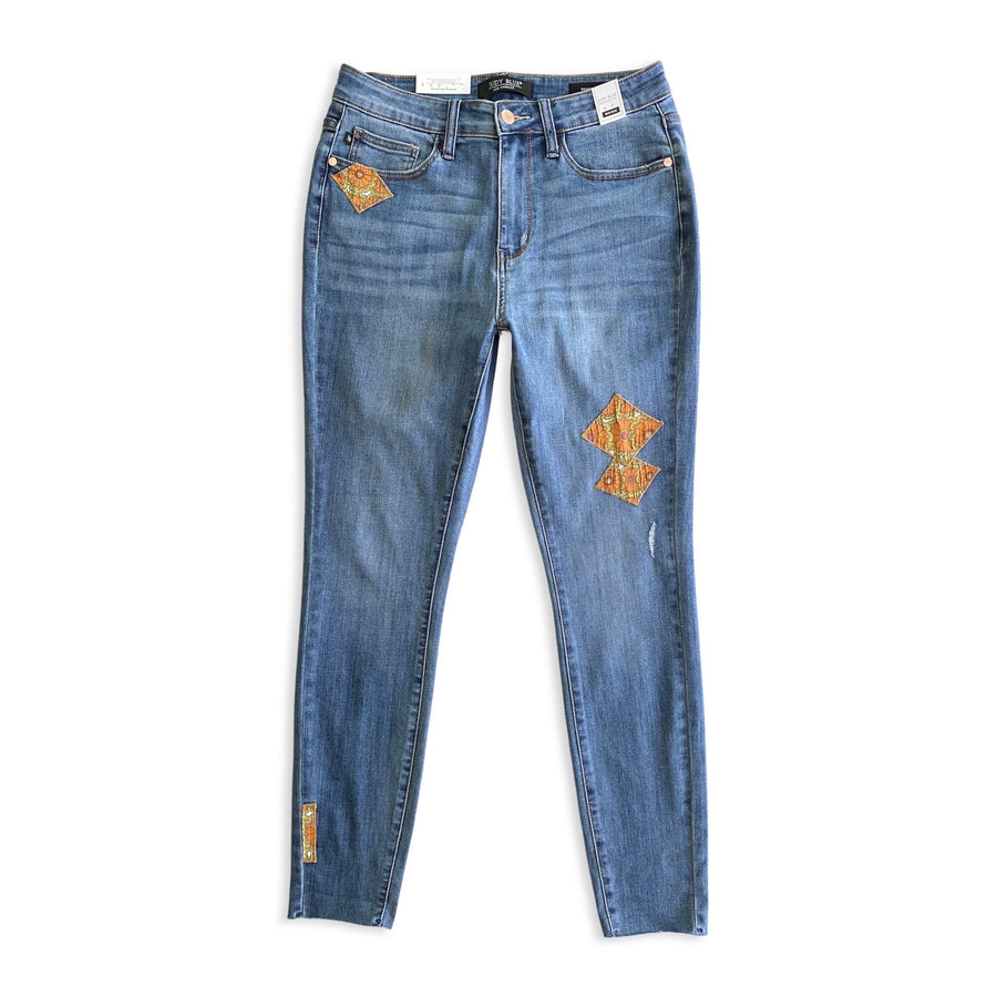 Retro Vibes Judy Blue Patch Skinny Jeans