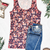 IN STOCK Luxe Crew Tank - Navy Floral Mix | Women's Tank Top FINAL SALE