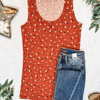 IN STOCK Luxe Crew Tank - Micro Rust Floral | Women's Tank Top FINAL SALE