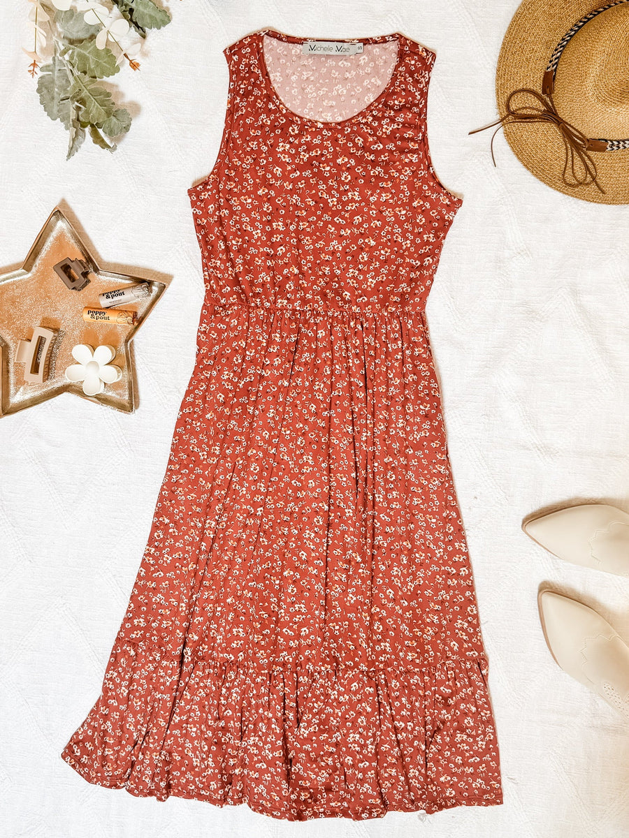 IN STOCK Bailey Dress - Rust Floral | Women's Tank Dress FINAL SALE